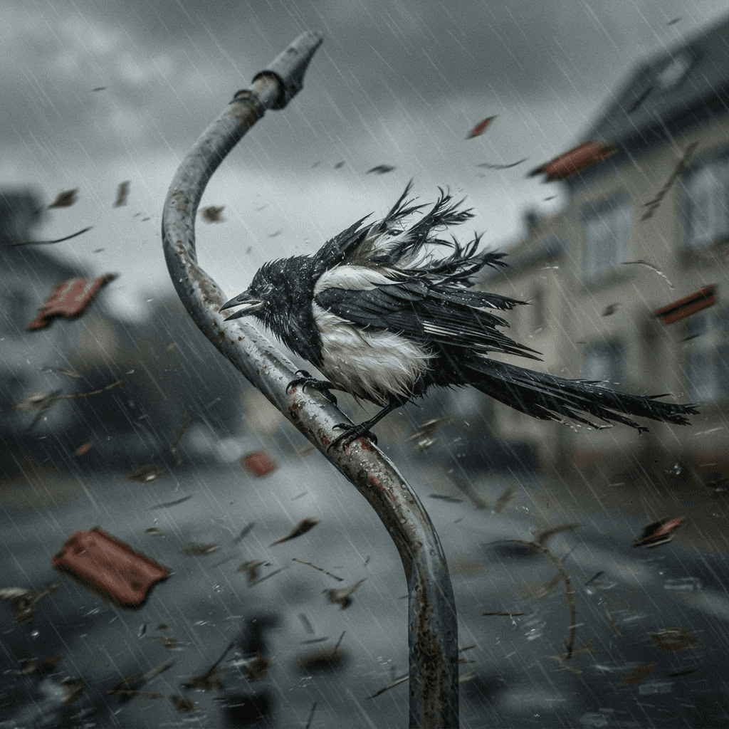 Stormskade (Pica tempestas) i sit naturlige levested